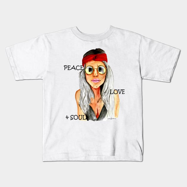 Hippie Flower Child Kids T-Shirt by Anitra's Unique Designs